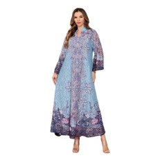 Printed Middle Eastern Dress Muslim Women's Fashion Dubai Long Dress Abaya Embroidered Robe Printed Middle Eastern Dress Muslim Women's Fashion Dubai Long Dress Abaya Embroidered Robe