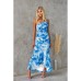 Spring and Summer New Off-the-Shoulder Printed Elastic Lined Dress INS Casual Dress for Women