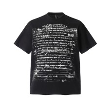Manuscript letter printed short sleeved shirt