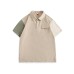 Splicing color blocking loose polo shirt short sleeved