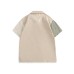 Splicing color blocking loose polo shirt short sleeved