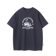 Fishing on board loose letter men's and women's short sleeves
