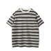 Contrast striped minimalist round neck loose short sleeved shirt