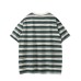 Contrast striped minimalist round neck loose short sleeved shirt