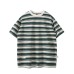 Contrast striped minimalist round neck loose short sleeved shirt