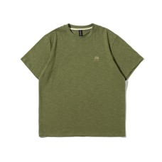 Leather label letter printed round neck bamboo cotton short sleeved T-shirt