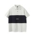 Color blocked patchwork polo shirt men's loose short sleeved shirt