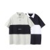 Color blocked patchwork polo shirt men's loose short sleeved shirt