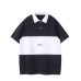 Color blocked patchwork polo shirt men's loose short sleeved shirt
