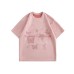 Butterfly letter printed suede short sleeved T-shirt for men