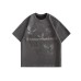 Butterfly letter printed suede short sleeved T-shirt for men