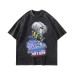 T-Shirt Cartoon Print Washed Small Collar Short Sleeve Tee Unisex