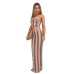 Strapless knitted short top contrasting color slim fit split skirt vacation beach set