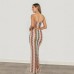 Strapless knitted short top contrasting color slim fit split skirt vacation beach set