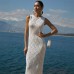 White slim fit beach skirt knitted hollow round neck sleeveless long dress