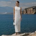 White slim fit beach skirt knitted hollow round neck sleeveless long dress