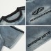 Retro Letter Embroidery Three-Stripe Color Block Denim Short Sleeve T-Shirt Men's Loose Casual Couple Top