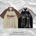 Original Design Color Block Shoulder Polo Collar Sports  T-Shirt Men