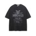 Faded Print Letter Washed Vintage Short Sleeve T-Shirt Men's Pure Cotton Loose Round Neck Punk Half Sleeve Tee INS Trendy