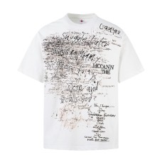 Heavyweight Graffiti Vintage Short Sleeve T-Shirt Loose Fit Men's Pure Cotton Casual Round Neck Half Sleeve Top INS Hip Hop Trendy Tee