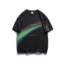 Rainbow print thin short sleeved men's and women's loose T-shirt