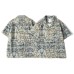 Cuba collar loose casual short sleeved shirt with full floral patch for men
