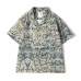 Cuba collar loose casual short sleeved shirt with full floral patch for men