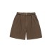 Micro wrinkled texture oblique segmentation active pleats hanging feeling ribbon suit shorts