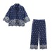 Elegant Embroidered Long Sleeve Shirt and Wide Leg Pants Style Fashion Casual Women's Set