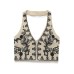 Summer New Style Women's Fashion Sexy Embroidered Halter Short Top and Skirt Set