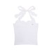 Short Knit Halter Backless Lace Trimmed Camisole for Women