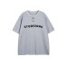 Letter label embroidery Henry collar men's and women's loose short sleeves