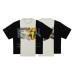 Vintage printed color blocked loose short sleeved men's shirt