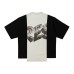 Vintage printed color blocked loose short sleeved men's shirt