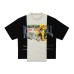 Vintage printed color blocked loose short sleeved men's shirt
