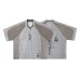 Vintage printed contrasting splicing loose V-neck polo shirt for men