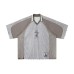 Vintage printed contrasting splicing loose V-neck polo shirt for men