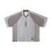 Vintage printed contrasting splicing loose V-neck polo shirt for men