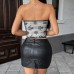 Designer See-Through Lace Boned Diamond Hooded Backless Fitted Tube Top