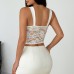 Lace Strap Shapewear Camisole with Boning Sexy Solid Color Breathable Top