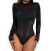 Cross-border Women's New Mesh Splicing Fitted Transparent Sexy  Export Jumpsuit 