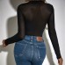 Cross-border Women's New Mesh Splicing Fitted Transparent Sexy  Export Jumpsuit 