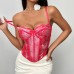 Sexy Lace Corset Fitted Crop Top for Women Summer Street Style