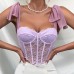 Lace Strap Ins Style Pure Desire Top with Steel Ring Boning Hollow Out Camisole