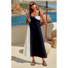 Suspender color blocked dress