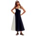 Suspender color blocked dress