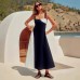Suspender color blocked dress