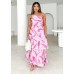 Single shoulder suspender printed dress