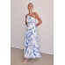 Single shoulder suspender printed dress