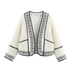 Fashionable Simple Embroidered Decorative Open-Front Sleeveless Women's Jacket